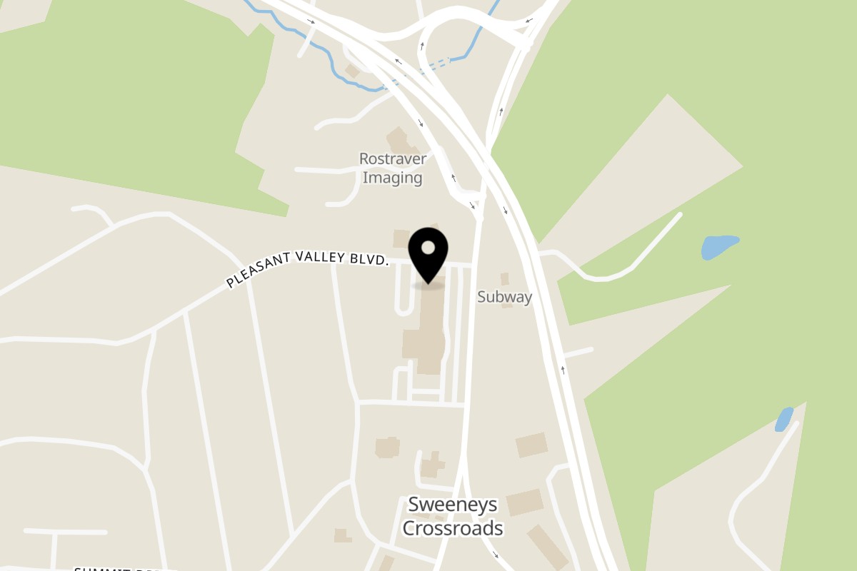 Map showing the location of Jake's Pizza Rostraver on 1745 Rostraver Rd N in Belle Vernon